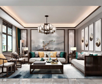 New Chinese Style A Living Room-ID:425498961