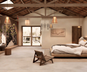 Wabi-sabi Style Bedroom-ID:719568011