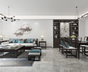 New Chinese Style A Living Room-ID:882117034