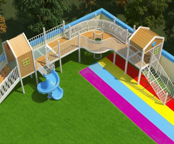 Modern Outdoor Space In Kindergarten-ID:964241987