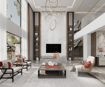 New Chinese Style A Living Room-ID:943380128