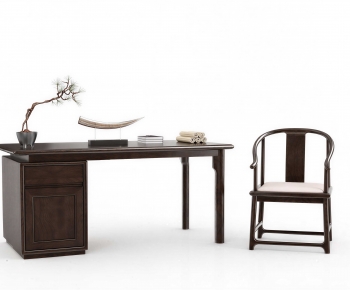 New Chinese Style Computer Desk And Chair-ID:134740118