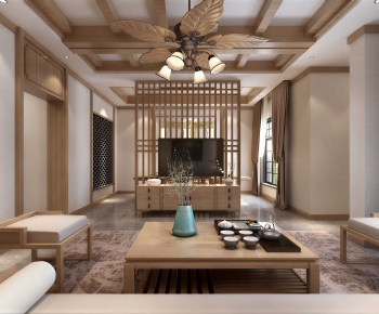 New Chinese Style A Living Room-ID:348803043