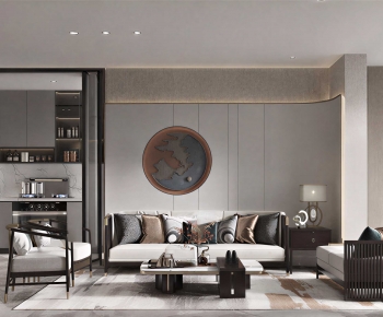 New Chinese Style A Living Room-ID:698199997