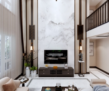 New Chinese Style A Living Room-ID:698465111