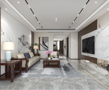 New Chinese Style A Living Room-ID:337492944