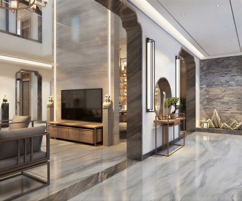 New Chinese Style A Living Room-ID:963553915