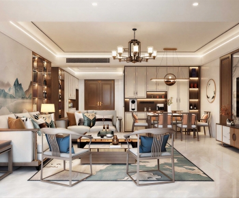 New Chinese Style A Living Room-ID:684967991