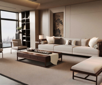 New Chinese Style A Living Room-ID:675074108