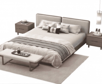 Wabi-sabi Style Double Bed-ID:932800052
