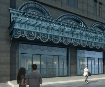 Retro Style Appearance Of Commercial Building-ID:762943034