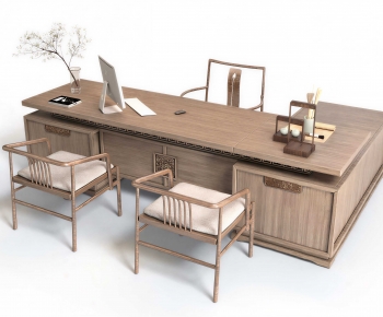 New Chinese Style Office Desk And Chair-ID:526338102