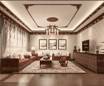 New Chinese Style A Living Room-ID:788192992