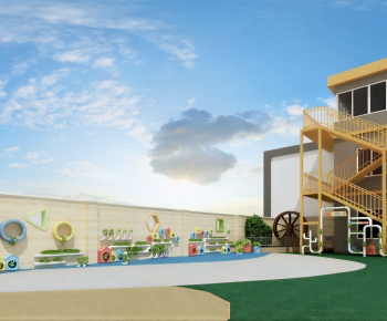 Modern Outdoor Space In Kindergarten-ID:416444064