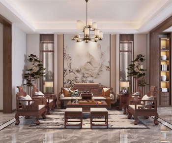 New Chinese Style A Living Room-ID:803412912