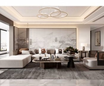 New Chinese Style A Living Room-ID:445956959