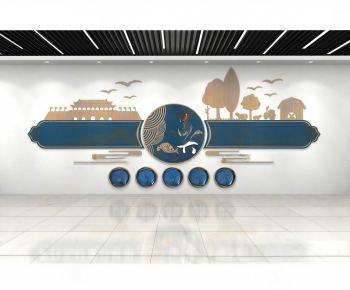New Chinese Style TV Wall-ID:694497113