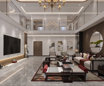 New Chinese Style A Living Room-ID:657527924