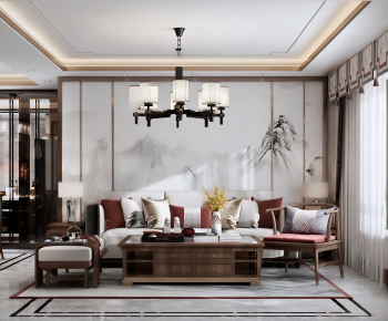 New Chinese Style A Living Room-ID:895168075