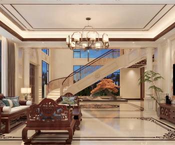 New Chinese Style A Living Room-ID:551382069