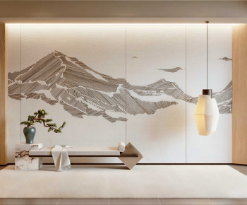 New Chinese Style TV Wall-ID:932199006