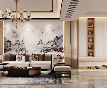 New Chinese Style A Living Room-ID:102870946