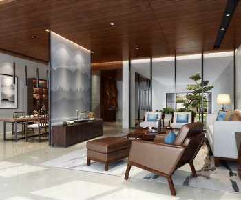 New Chinese Style A Living Room-ID:699271921