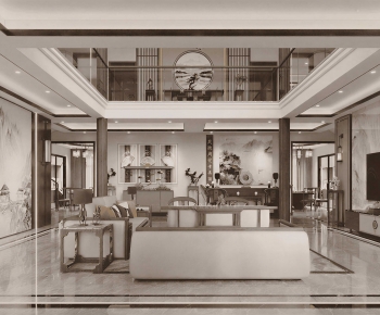 New Chinese Style A Living Room-ID:557050795