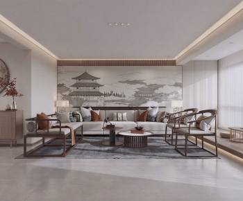 New Chinese Style A Living Room-ID:679640837