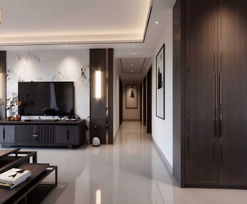 New Chinese Style A Living Room-ID:497605096