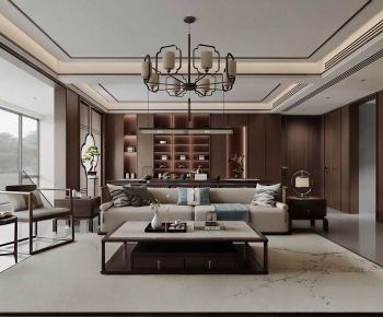 New Chinese Style A Living Room-ID:639795067