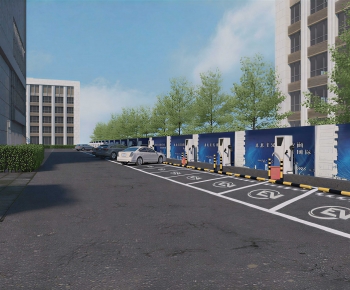 Modern Outdoor Parking Lot-ID:749209888