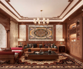 New Chinese Style A Living Room-ID:881155974