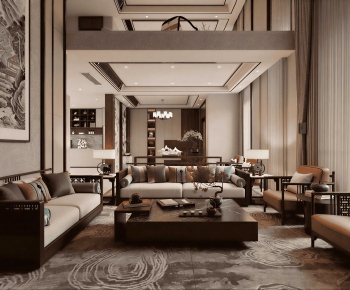 New Chinese Style A Living Room-ID:592808019