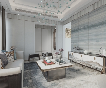 New Chinese Style A Living Room-ID:600096945