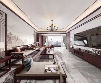 New Chinese Style A Living Room-ID:158008104