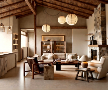 Wabi-sabi Style A Living Room-ID:800436027