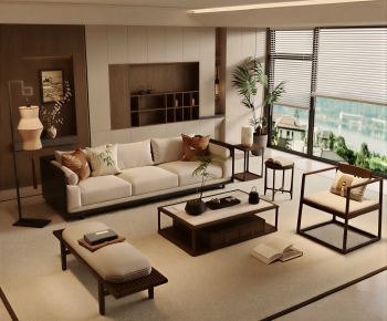 New Chinese Style A Living Room-ID:140872963