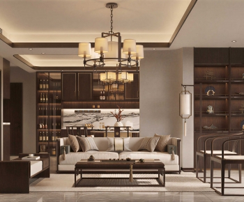 New Chinese Style A Living Room-ID:887510839