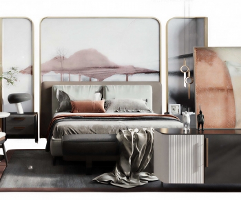 Modern Double Bed-ID:383977895