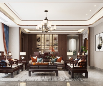 New Chinese Style A Living Room-ID:522758018
