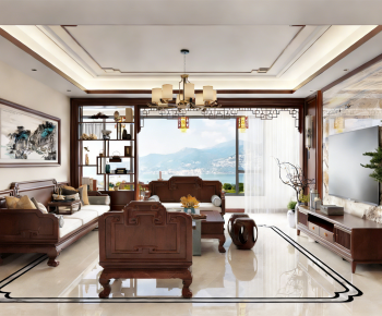 New Chinese Style A Living Room-ID:436976918