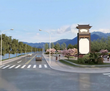 New Chinese Style Park Landscape-ID:384227044