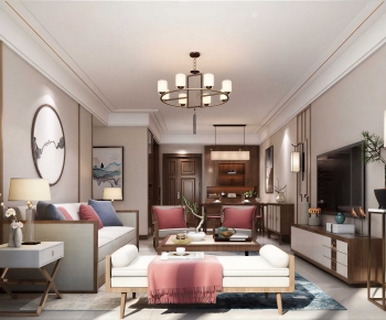 New Chinese Style A Living Room-ID:853509983