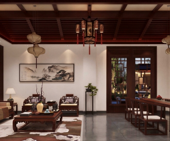 New Chinese Style A Living Room-ID:957787992