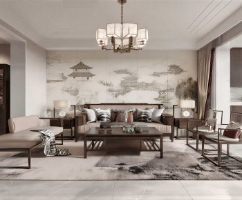 New Chinese Style A Living Room-ID:956039917