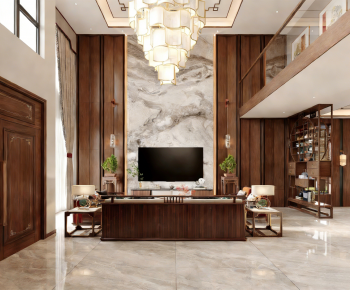 New Chinese Style A Living Room-ID:140691045