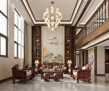 New Chinese Style A Living Room-ID:805742989