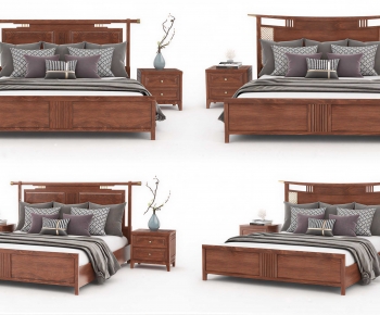 New Chinese Style Double Bed-ID:916646968