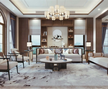 New Chinese Style A Living Room-ID:583802948